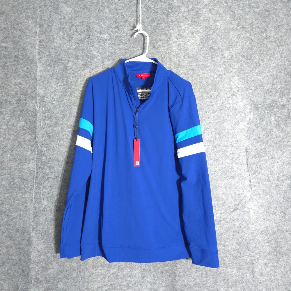 Redvanly Wilson Mens L Mazarine Blue Quarter Zip STRETCHknit Golf Pullover New